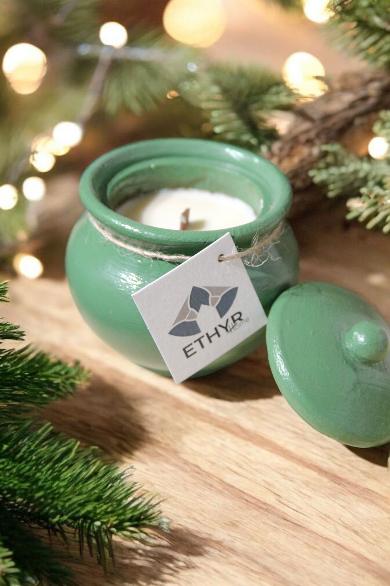 Christmas Kourabie Candle | Χειροποίητο Κερί Σόγιας σε Τσιμεντένιο Δοχείο