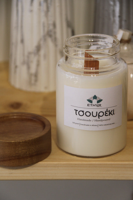 Χειροποίητα Αρωματικά Κεριά Σόγιας Με Άρωμα Τσουρέκι Χειροποίητες τσάντες Ethyrhome Βύρωνας