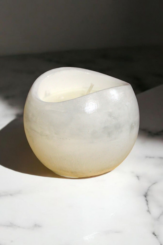 Χειροποίητο Κερί Σόγιας Marble Salted caramel - Πορσελάνινο Δοχείο 120g