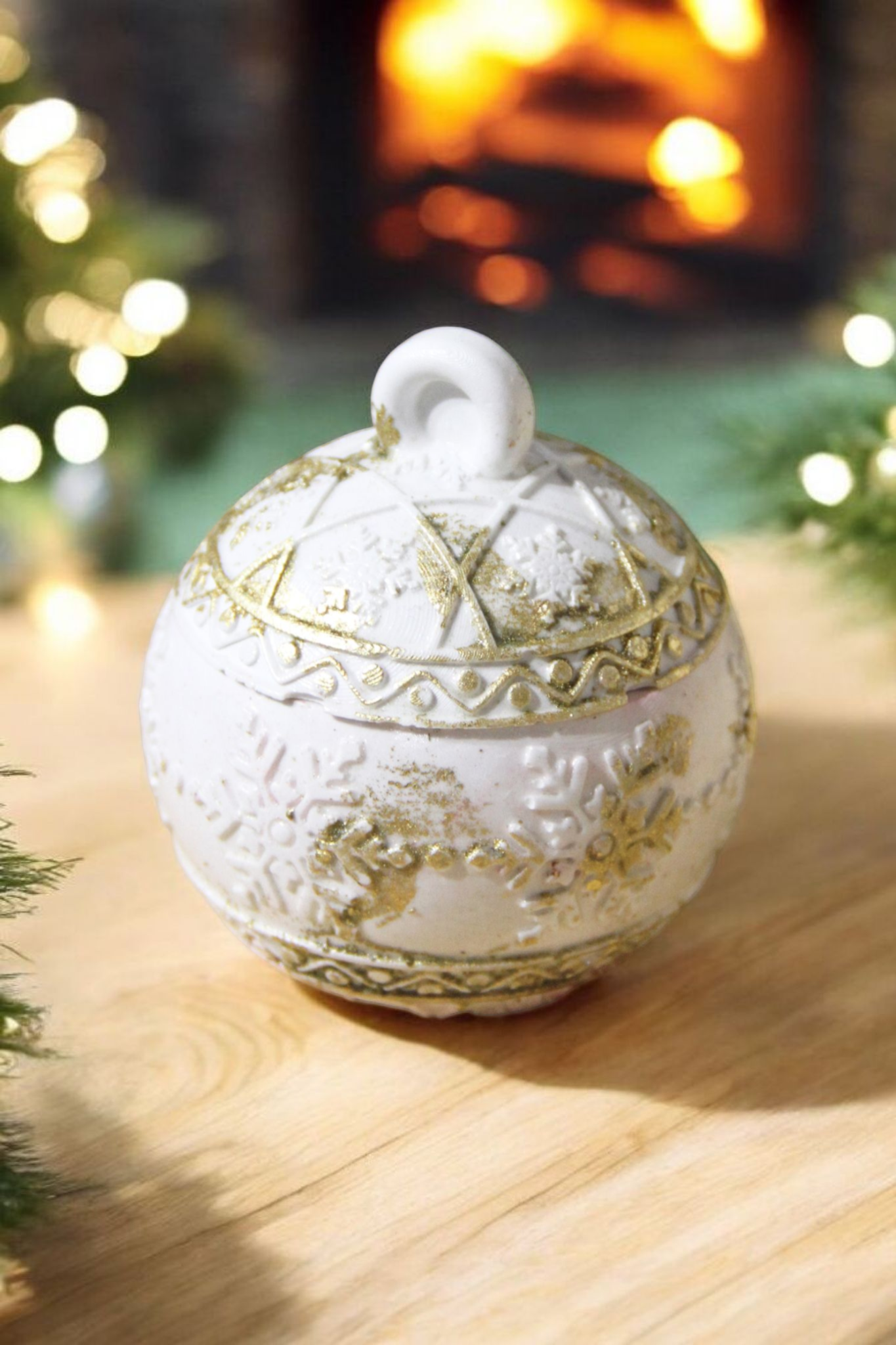 Christmas Gold Ball Melomakarono Candle 40g | Handmade Soy Wax