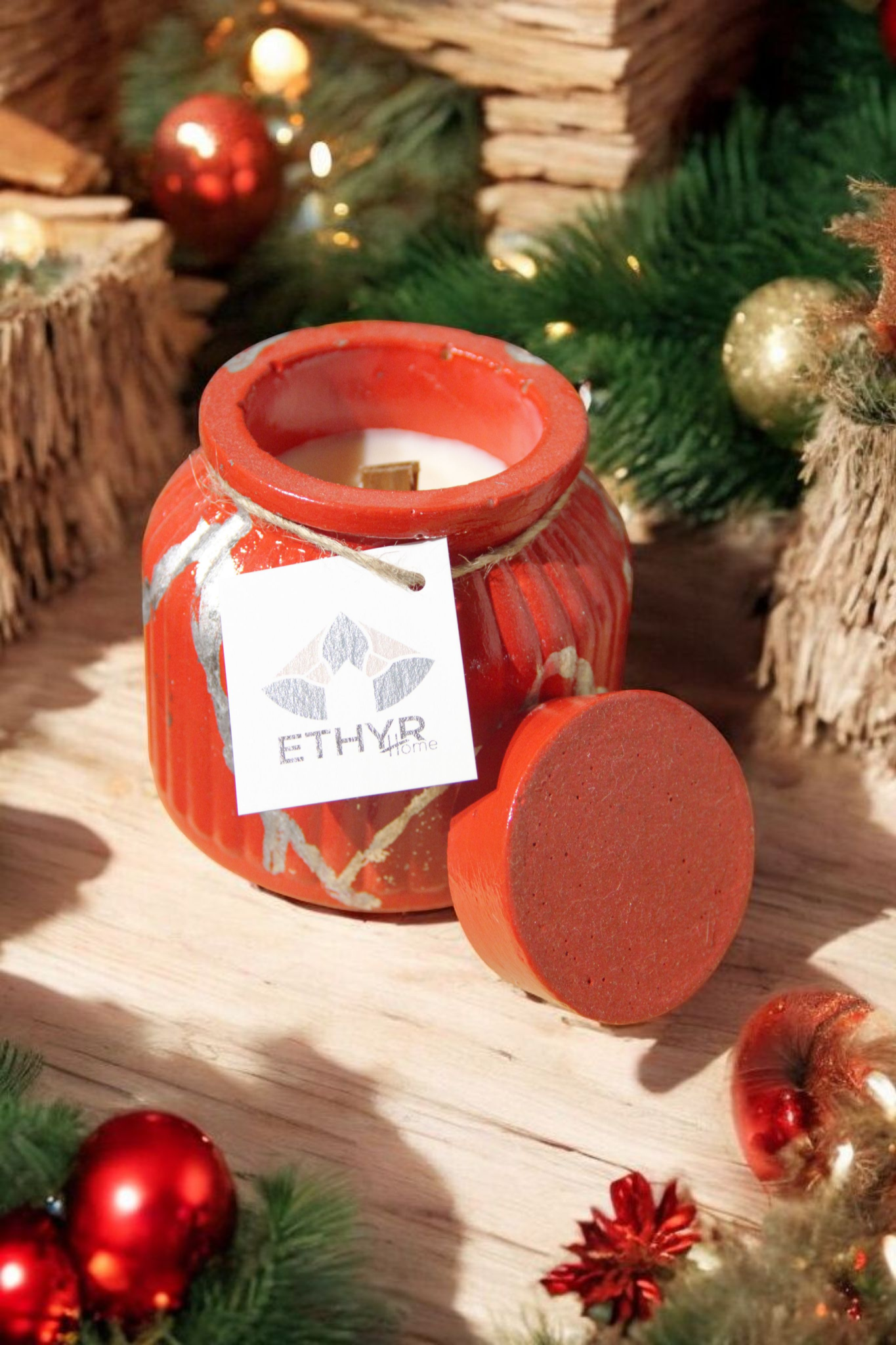 Christmas Kourabie Candle | Χειροποίητο Κερί Σόγιας σε Πορσελάνινη Συσκευασία
