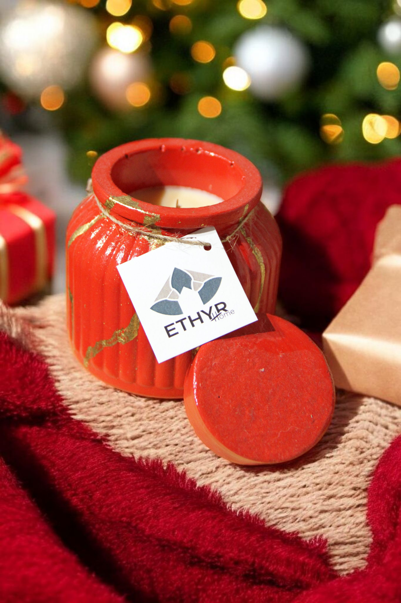 Christmas Melomakarono Candle | Χειροποίητο Κερί Σόγιας σε Πορσελάνινη Συσκευασία