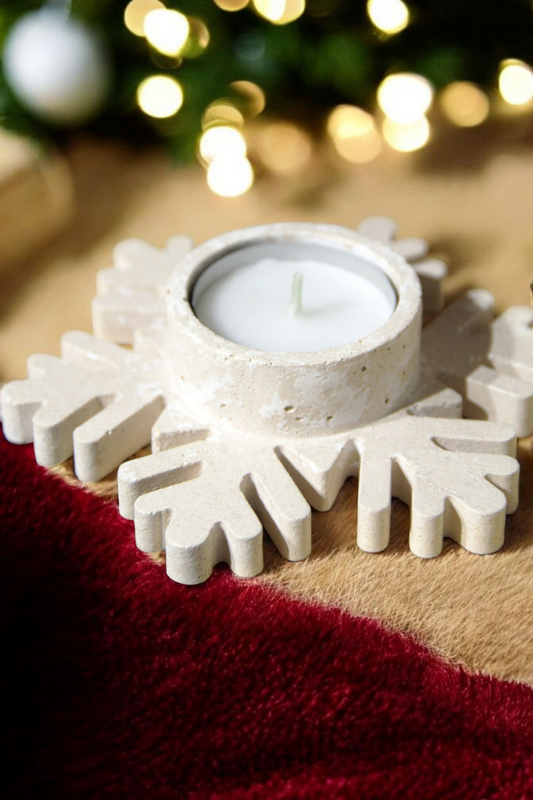 Βάση για Ρεσώ Χιονονιφάδα από Τσιμέντο – Μπεζ με Λευκό