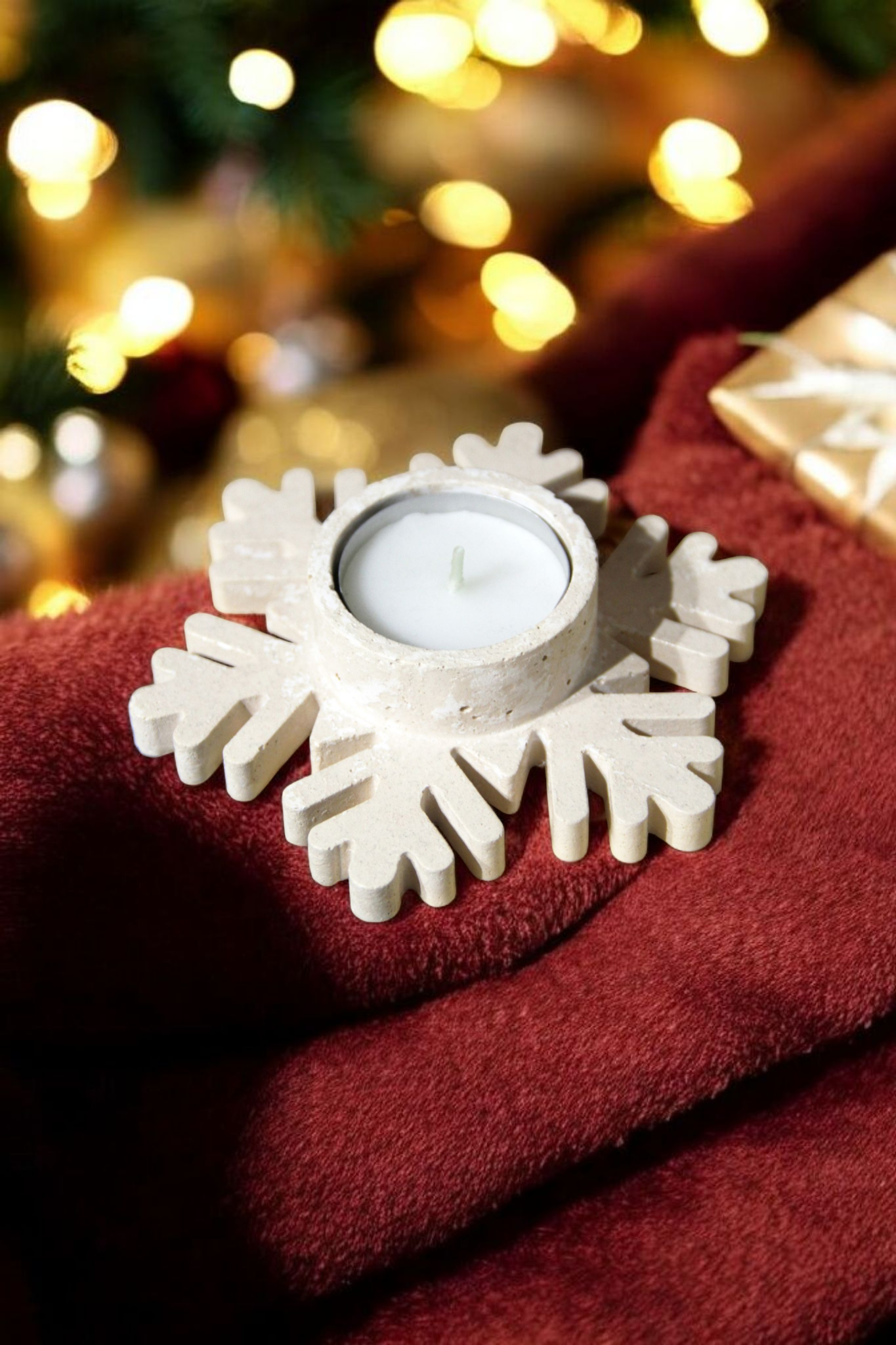 Βάση για Ρεσώ Χιονονιφάδα από Τσιμέντο – Μπεζ με Λευκό