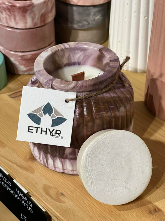 Χειροποίητο Πορσελάνινο Κερί Σόγιας Blue Hibiscus - Ethyrhome | Handmade Porcelain Soy Candle